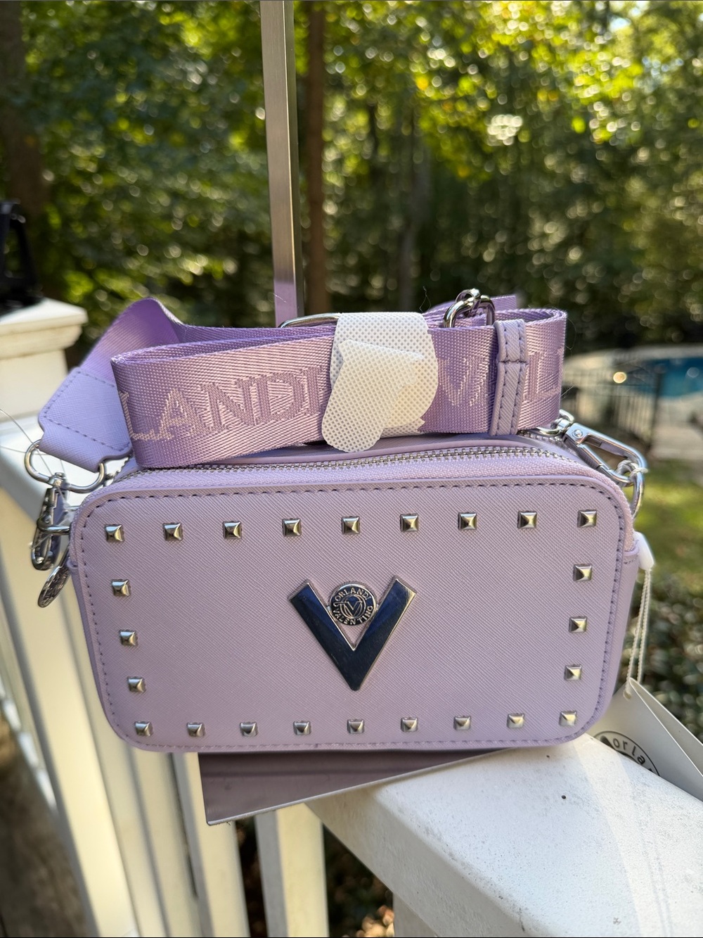 Valentino Orlandi Lavender Crossbody Bag with Stud Accents - Picture 4 of 16